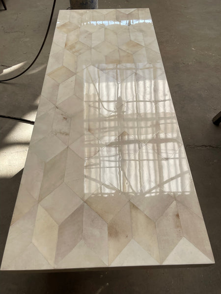Luxury Parchment Console Table, Geometric Marquetry Entryway Table, Handmade Contemporary Sofa Table, Custom Designer Furniture