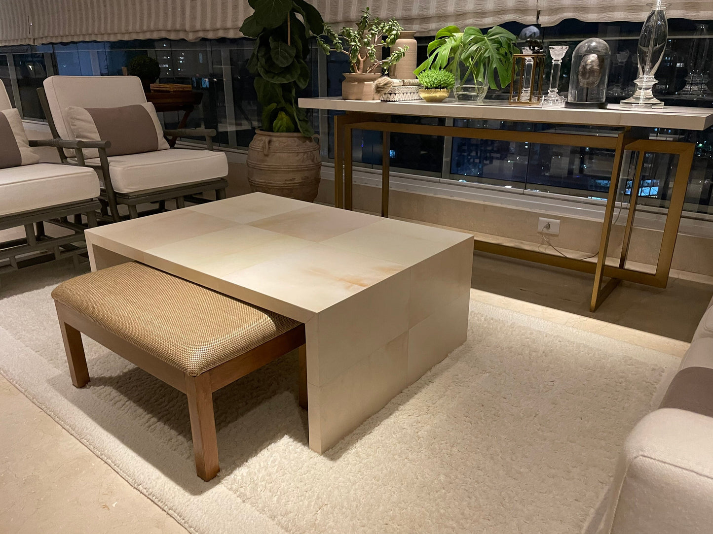 Coffee table real Goat parchment Vellum skin - MINIMALIST STYLE