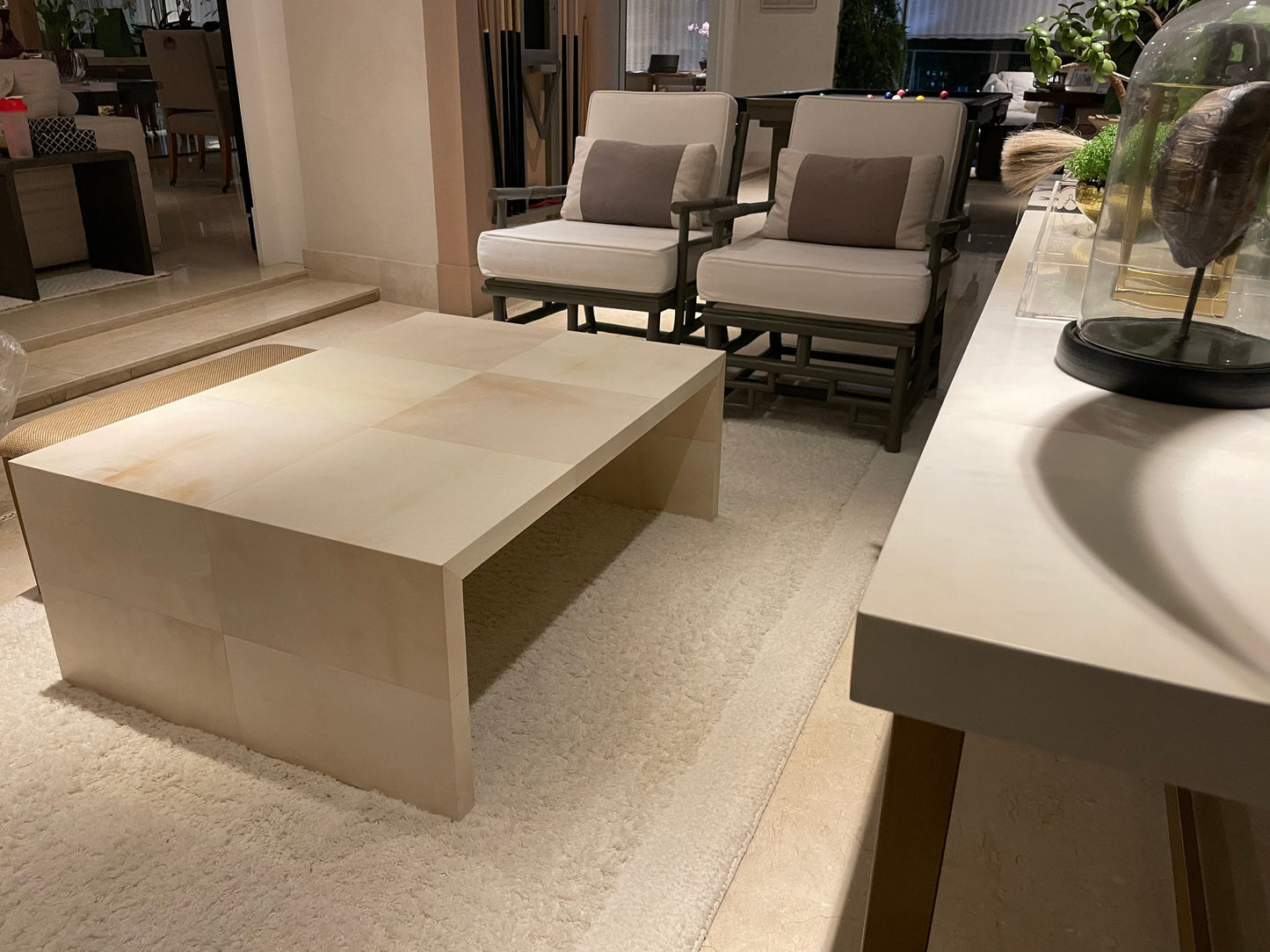 Coffee table real Goat parchment Vellum skin - MINIMALIST STYLE
