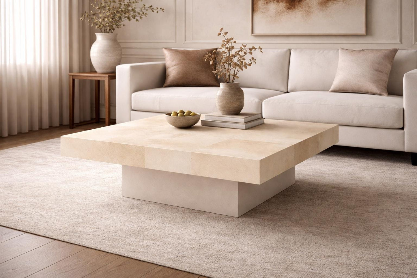 Coffee table BASIS real Goat parchment Vellum skin - MINIMALIST STYLE