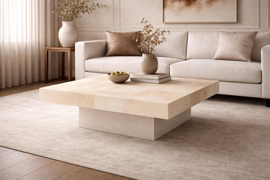 Coffee table BASIS real Goat parchment Vellum skin - MINIMALIST STYLE