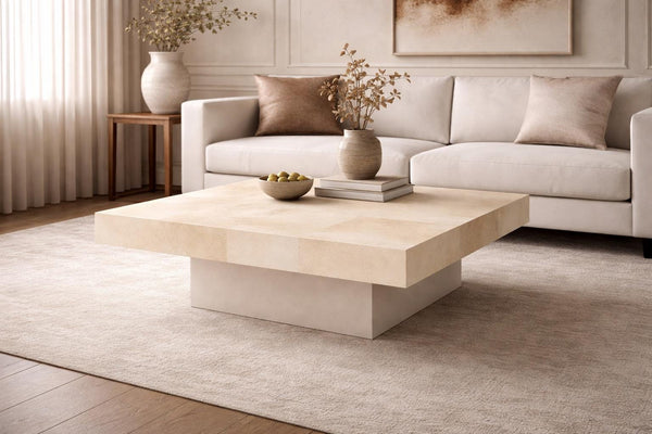 Coffee table BASIS real Goat parchment Vellum skin - MINIMALIST STYLE