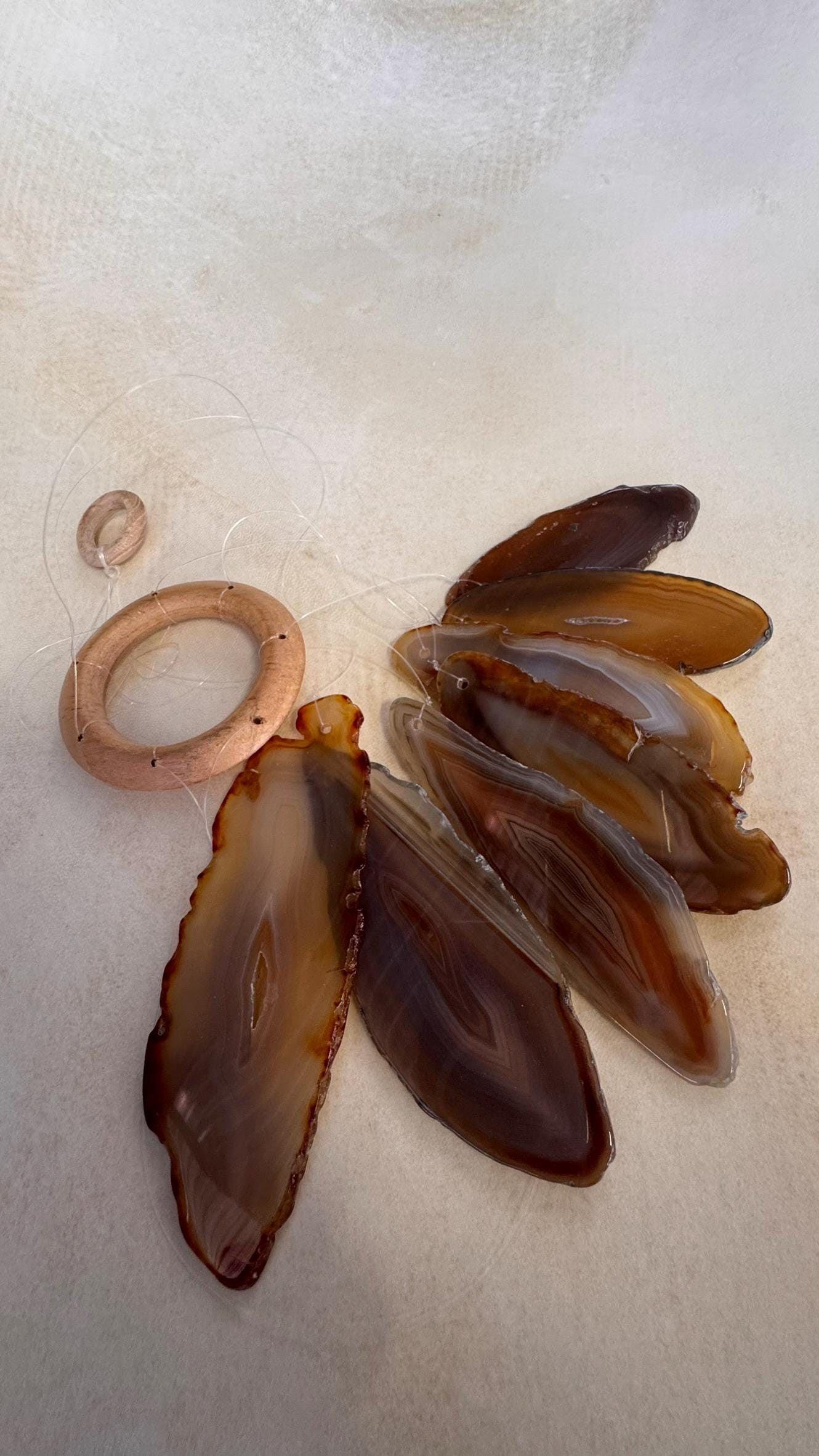 Large Agate Wind Chime, Natural Crystal Wind Chimes, Boho Garden Decor, Hanging Agate Slices, Outdoor Balcony Decor