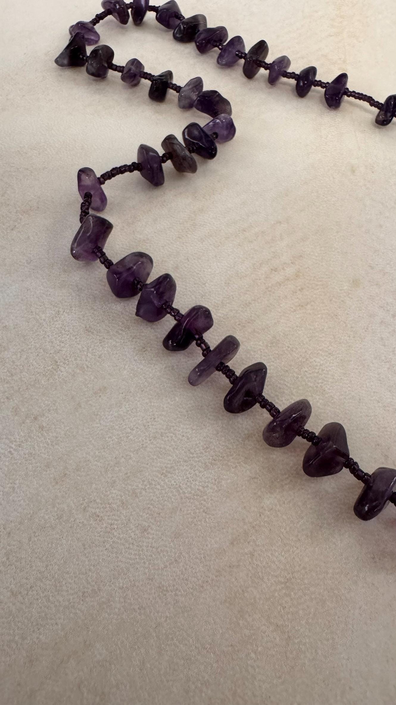 Natural Amethyst Rosary Necklace, Handmade Purple Crystal Prayer Beads