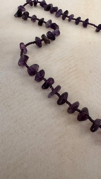 Natural Amethyst Rosary Necklace, Handmade Purple Crystal Prayer Beads